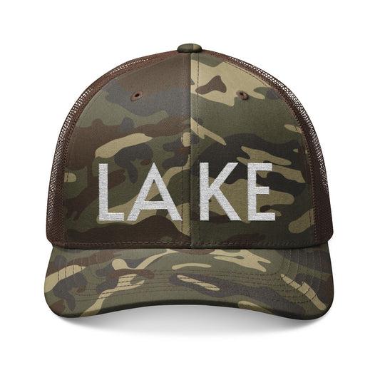 Lake Life Club Camo Trucker Hat | Embroidered Mesh Cap - NautiCurl LLC