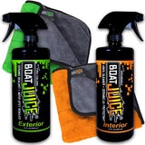 Boat Juice Exterior Cleaner Ceramic Sealant and Interior Vinyl Carpet Foam Plastic Cleaner - Bundle with Micorfiber Towels