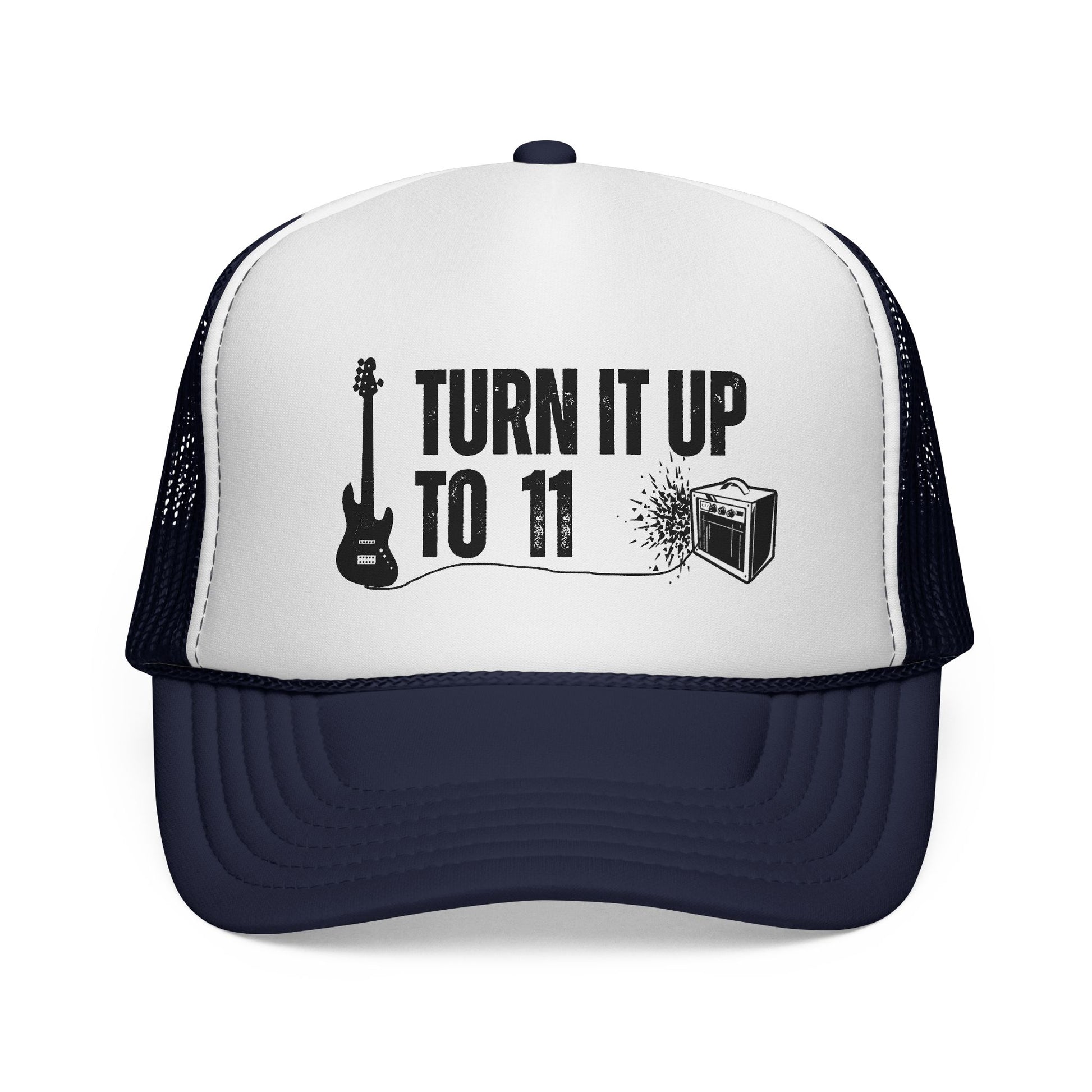 Turn It Up To 11 Electric Guitar Trucker Cap | Guitar Amp Logo - NautiCurl LLC