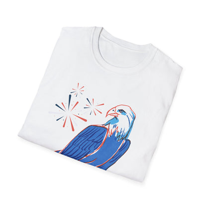 Patriotic Bald Eagle T-Shirt | America sketch with fireworks - NautiCurl LLC