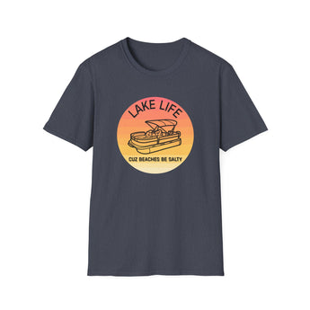 Lake Life boat graphic T-Shirt | sunset pontoon illustration, summer lakewear