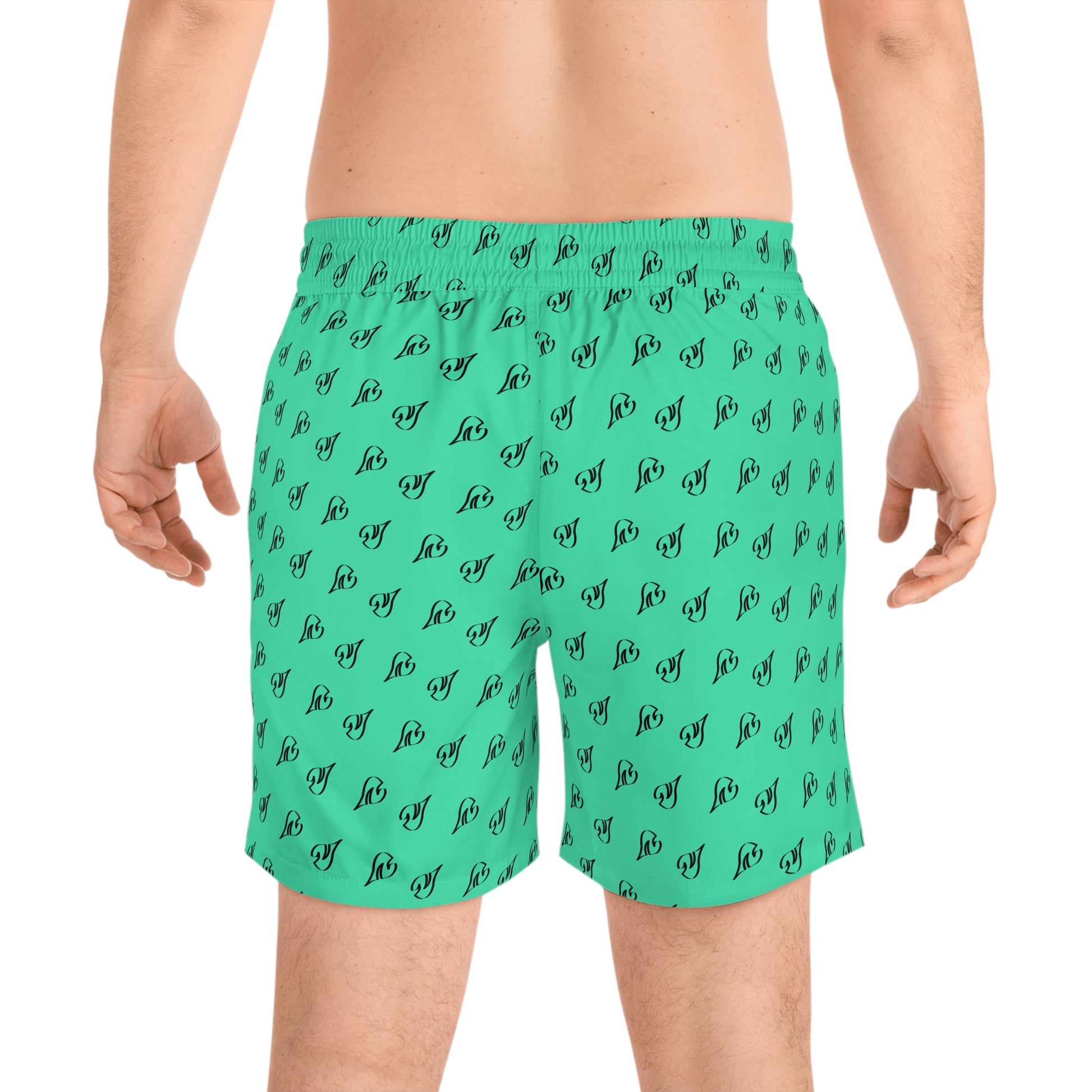 NautiCurl Drop Swim Shorts | Teal All-Over Print - NautiCurl LLC