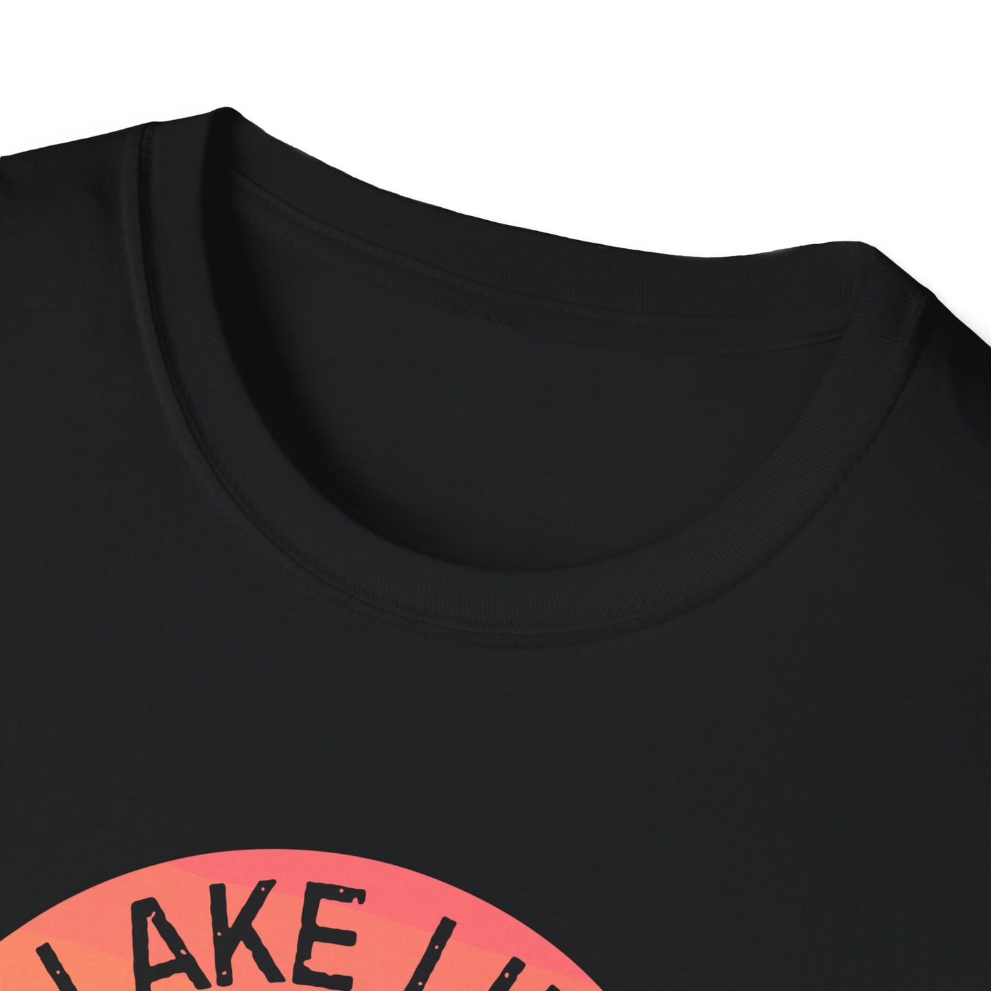 Lake Life boat graphic T-Shirt | sunset pontoon illustration, summer lakewear - NautiCurl LLC