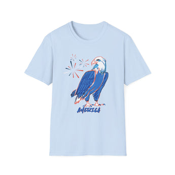 Patriotic Bald Eagle T-Shirt | America sketch with fireworks