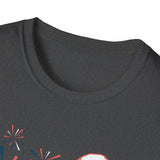 Patriotic Bald Eagle T-Shirt | America sketch with fireworks