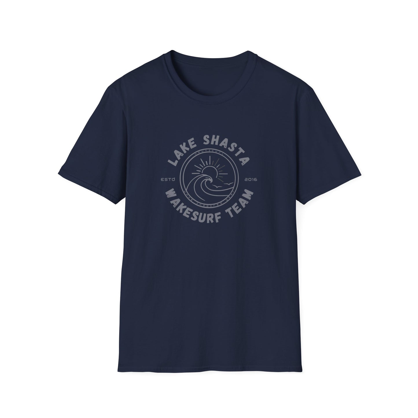 Lake Shasta Wakesurf Team T-Shirt | Wave Logo, Lakeside Surf Club - NautiCurl LLC