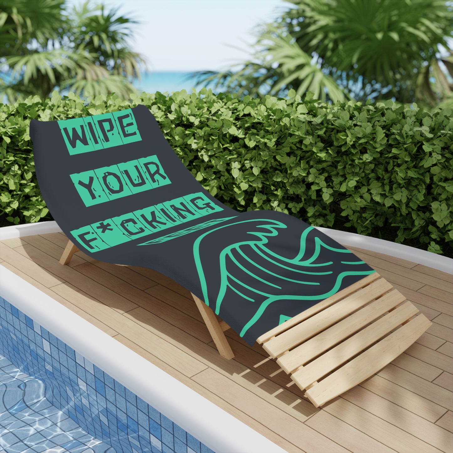 Beach Towel — "Wipe Your F*cking Feet" Ocean Wave Beach Towel (Funny, Bold) - NautiCurl LLC