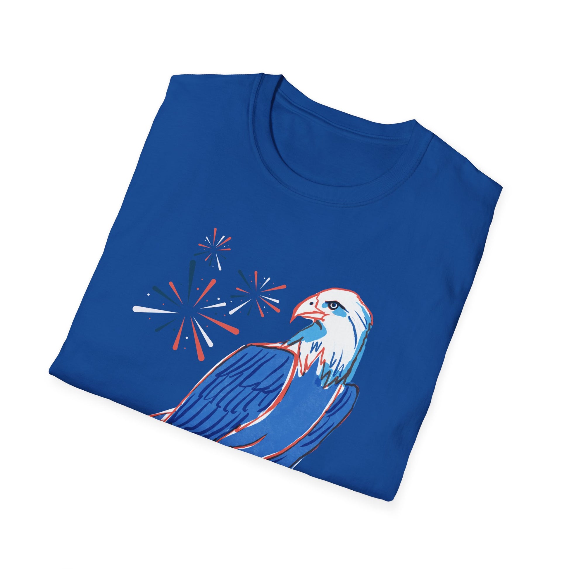 Patriotic Bald Eagle T-Shirt | America sketch with fireworks - NautiCurl LLC