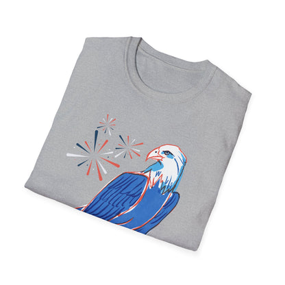 Patriotic Bald Eagle T-Shirt | America sketch with fireworks - NautiCurl LLC