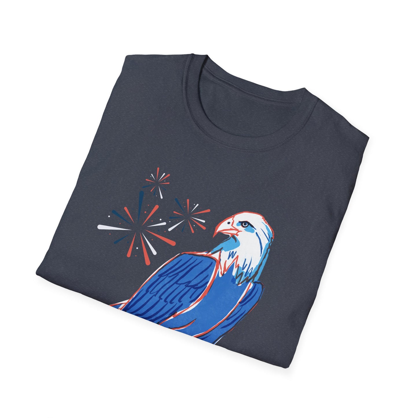 Patriotic Bald Eagle T-Shirt | America sketch with fireworks - NautiCurl LLC
