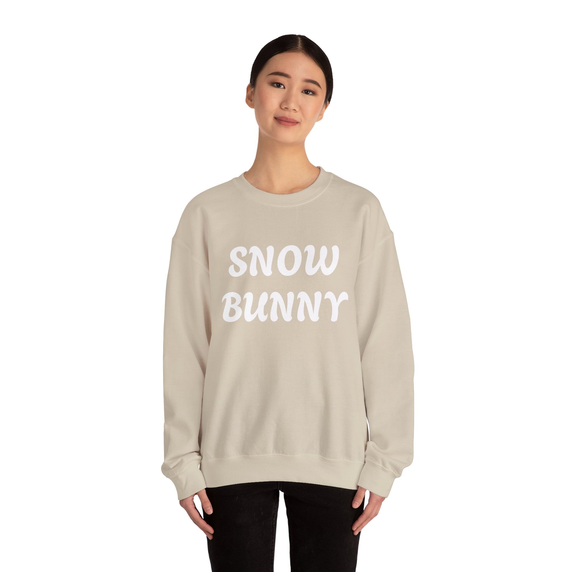 Snow Bunny Sweatshirt | Retro Red Script Winter Typography - NautiCurl LLC