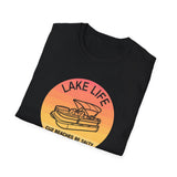 Lake Life boat graphic T-Shirt | sunset pontoon illustration, summer lakewear