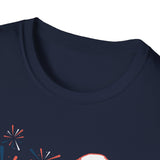 Patriotic Bald Eagle T-Shirt | America sketch with fireworks