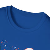 Patriotic Bald Eagle T-Shirt | America sketch with fireworks