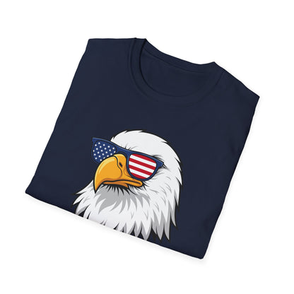 Patriotic Bald Eagle MERICAW T-Shirt | American Flag Sunglasses, Fourth of July - NautiCurl LLC