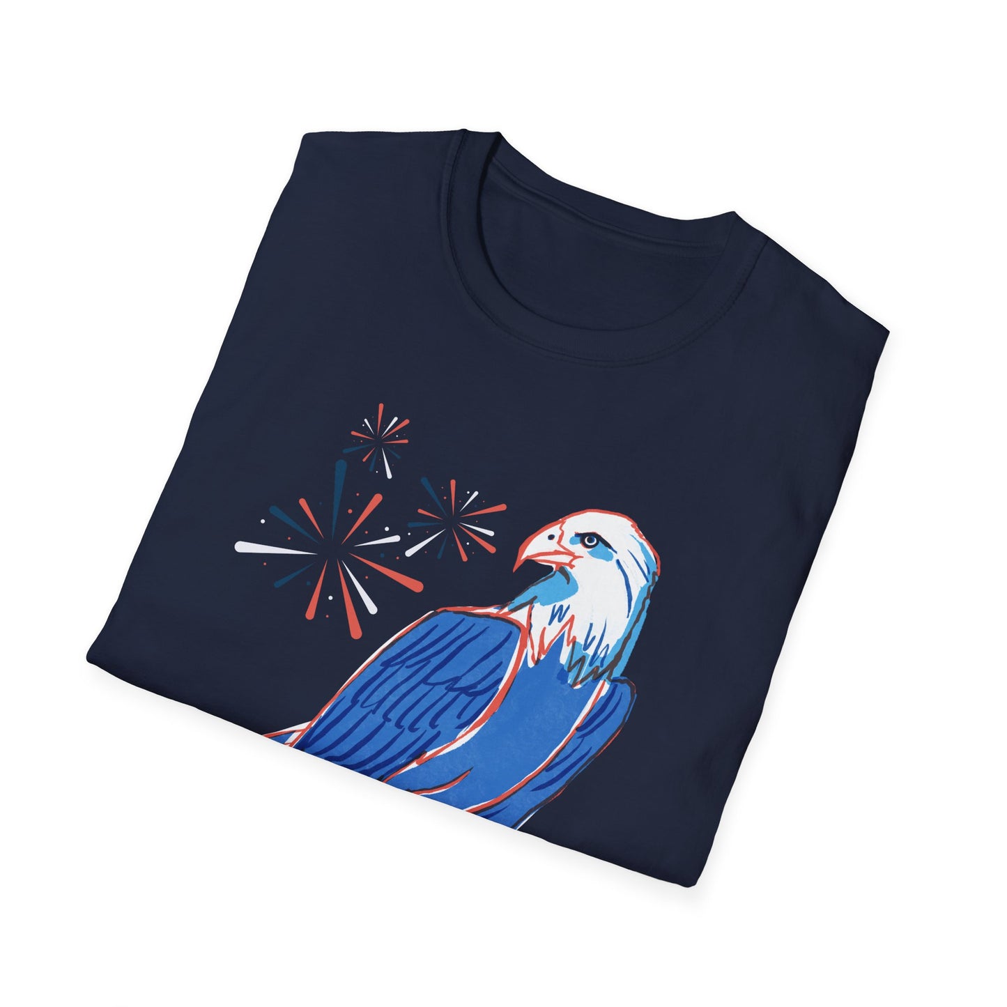 Patriotic Bald Eagle T-Shirt | America sketch with fireworks - NautiCurl LLC