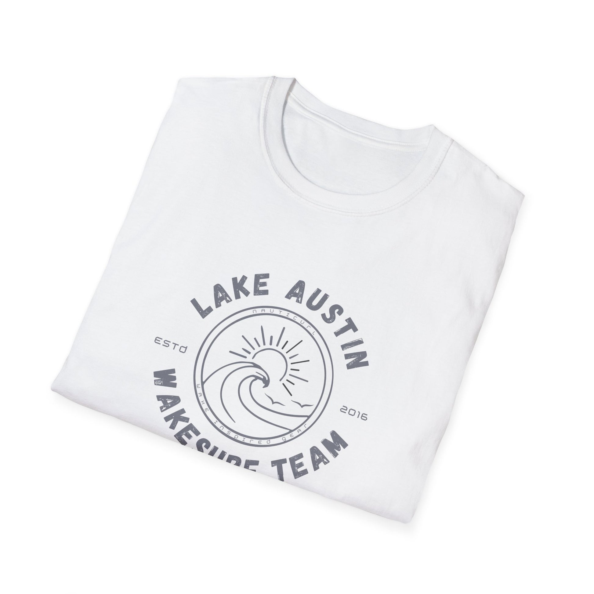 Lake Austin Wakesurf Team T-Shirt | Wave Logo Crew Shirt - NautiCurl LLC