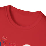 Patriotic Bald Eagle T-Shirt | America sketch with fireworks