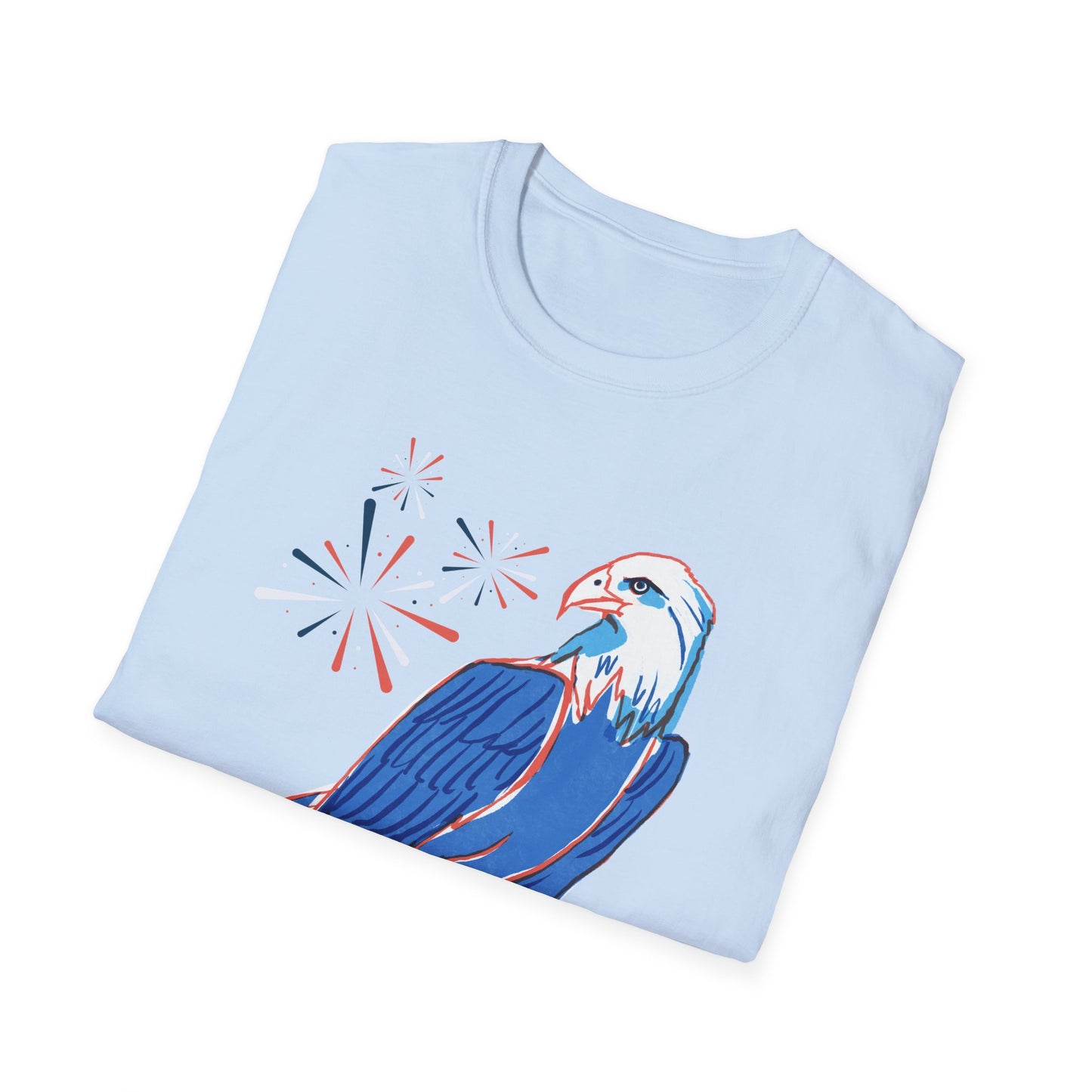 Patriotic Bald Eagle T-Shirt | America sketch with fireworks - NautiCurl LLC
