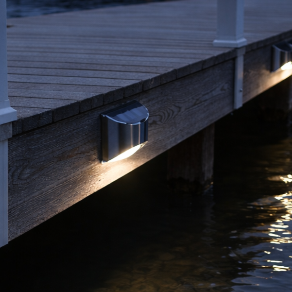 LED Dock & Deck Side Mount Lights - Solar Powered Light (2-Pack) - NautiCurl LLC