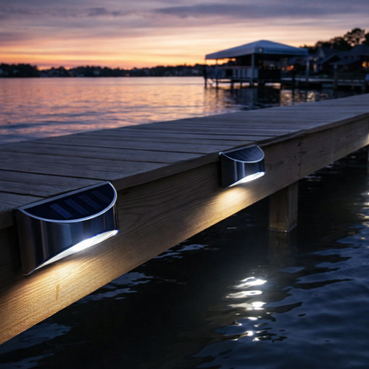 LED Dock & Deck Side Mount Lights - Solar Powered Light (2-Pack) - NautiCurl LLC