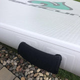 Inflatable swim mat handle