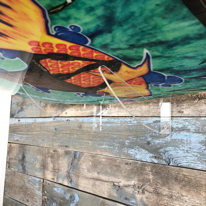 Crystal clear plastic surfboard rack