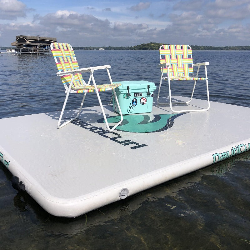 Inflatable swim mat lounger rigid dock