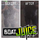 Water spot remover - Before and After photos of boat cleaner wax sealant