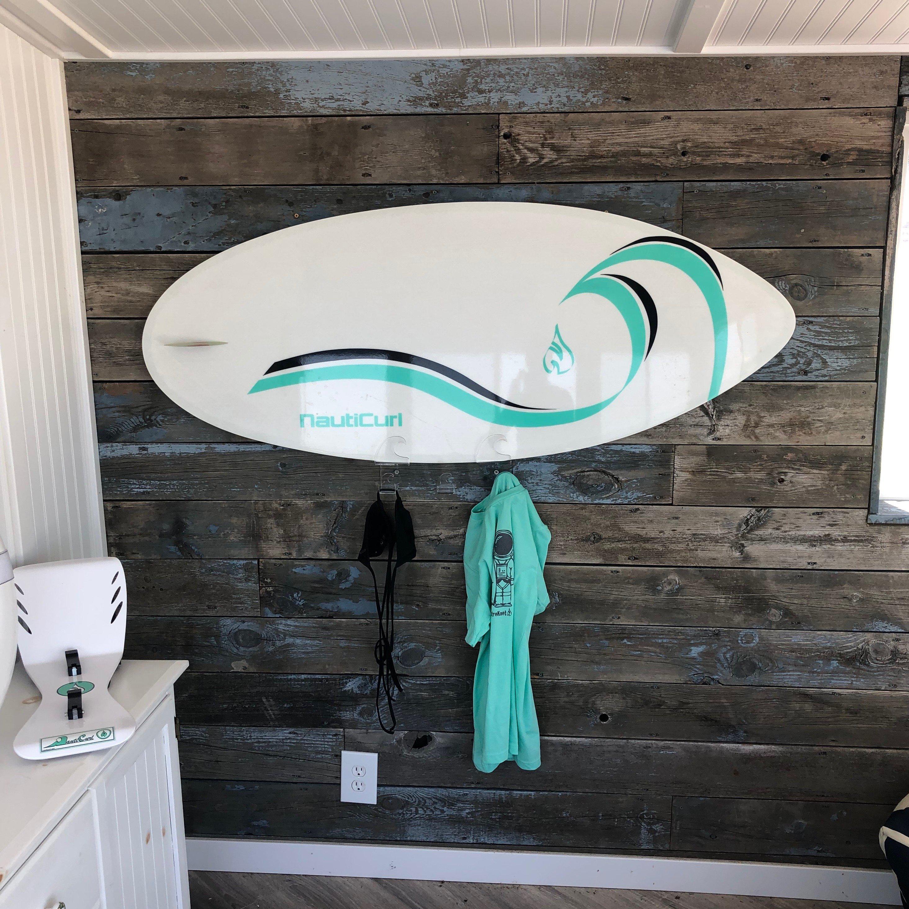 Wakesurf board rack with hooks clear acrylic