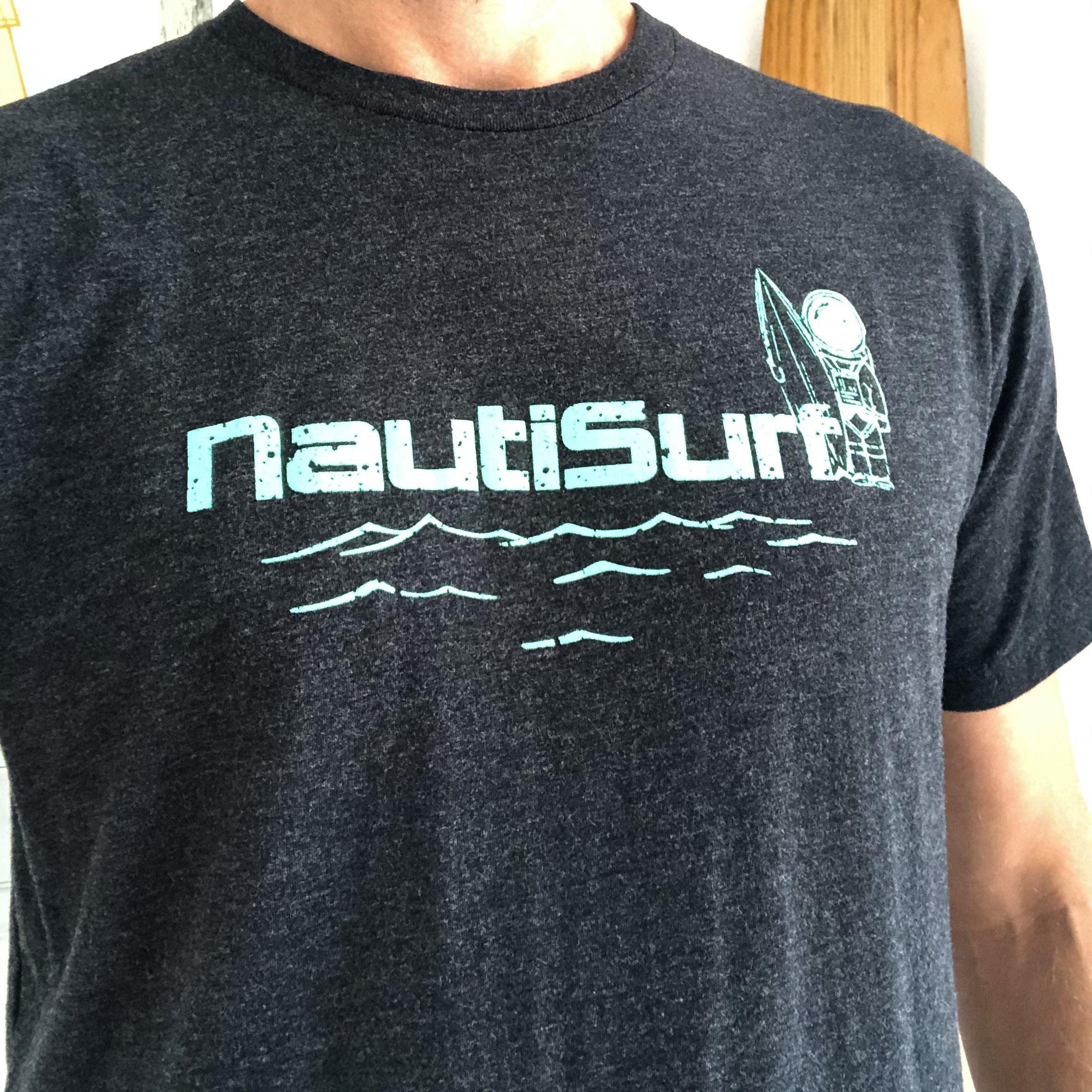 NautiSurf Wakesurfing Astroknot NautiCurl Tee Shirt - Charcoal Gray