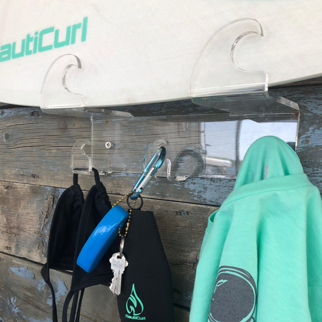 Wakesurf Board Rack Clear Acrylic Invisible Surfboard Rack w/ Hooks NautiCurl LLC